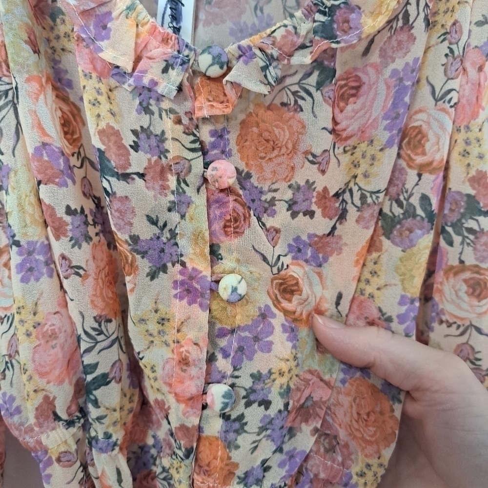 For Love and Lemons Gardenia floral robe dress pink small NWT - Picture 11 of 11
